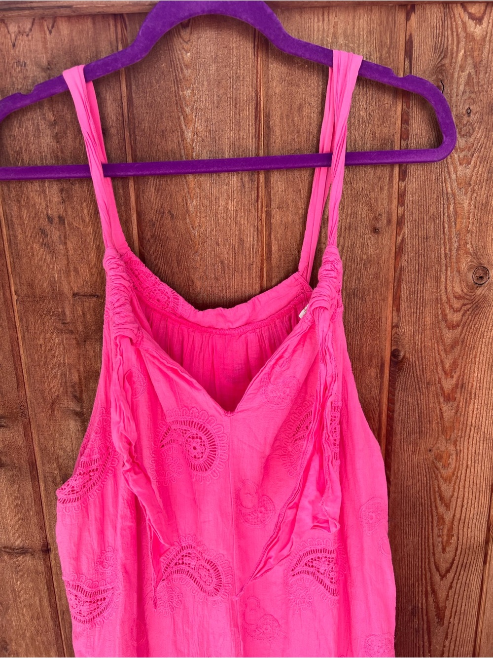 Bella Amore Made in Italy Pink Cotton Eyelet Sundress Size L Sleeveless Midi - Picture 6 of 14